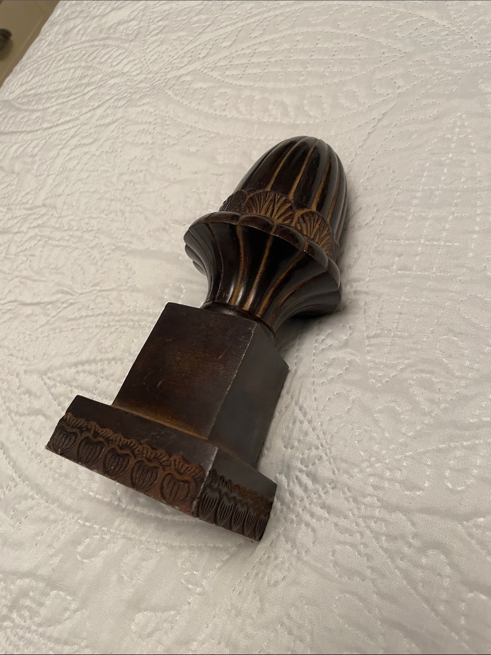 MCM Vintage Heavy Metal Brown Bronze Tone Decorative Tabletop Finial From India - Picture 9 of 10